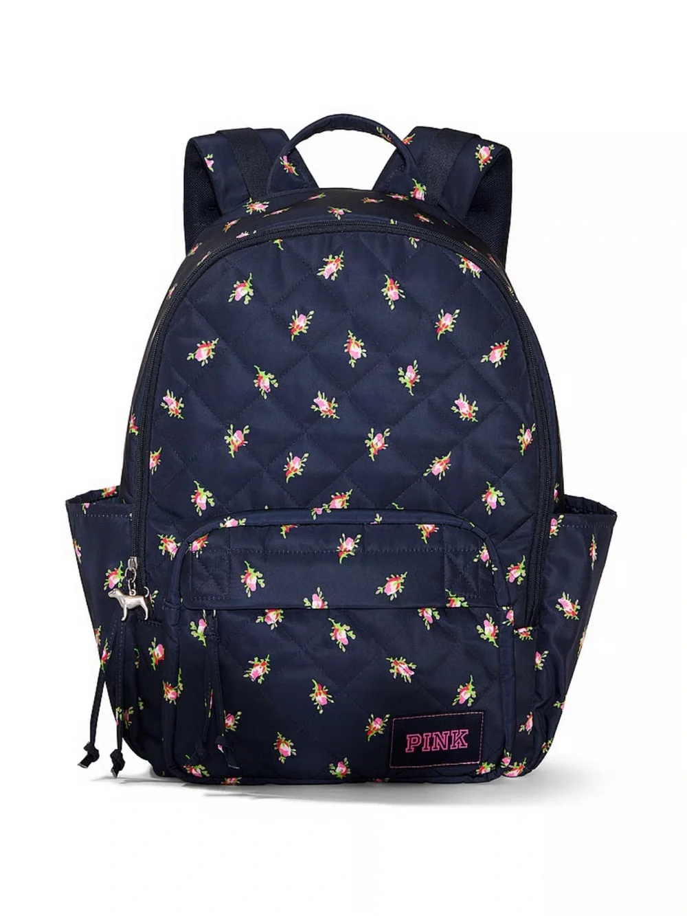 PINK Victoria's Secret Puffer Quilted Backpack with Pink Floral Print